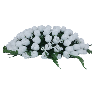 Coussin rose blanche fleur artificielle